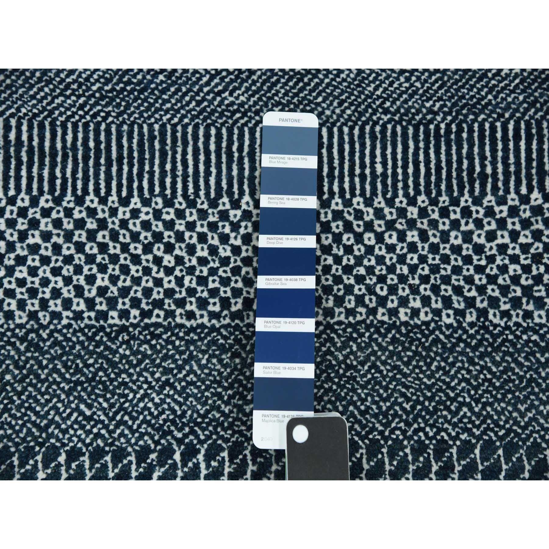 6'x9' Yankees Blau Wolle und Seide Hand geknüpft Gras Design Orientteppich (21. Jahrhundert und zeitgenössisch) im Angebot