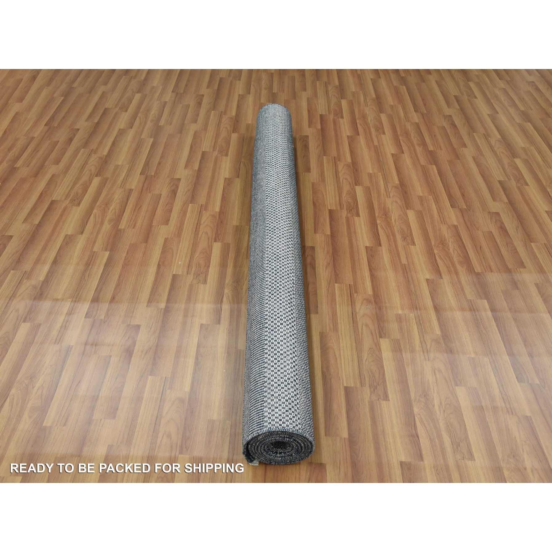 6'x9' Yankees Blau Wolle und Seide Hand geknüpft Gras Design Orientteppich im Angebot 2