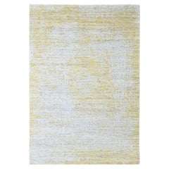 6'x9' Yellow Textured Pile Hand Loomed Wool and Silk Textured Oriental Rug