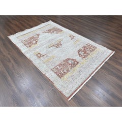 6'x9'1" Elfenbein Ziegler Mahal Medaillon Design Wolle Hand geknüpft Orientteppich