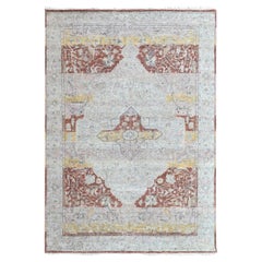 6'x9'1" Elfenbein Ziegler Mahal Medaillon Design Wolle Hand geknüpft Orientteppich