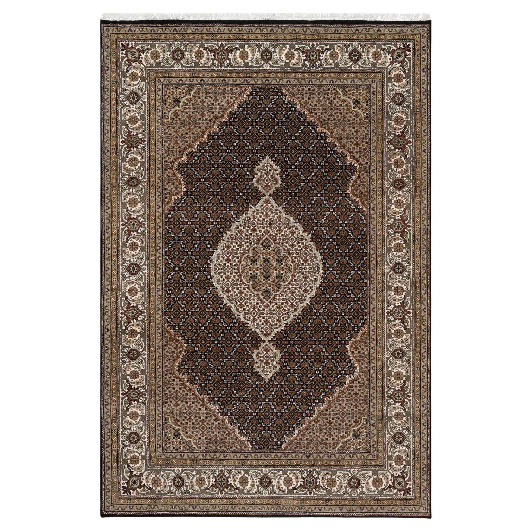 6
x9
1" Onyx Black Hand Knotted 175 KPSI Tabriz Mahi 100% Wool Rug For Sale