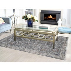 6'x9'1" Silk With Textured Wool Mughal Design Hand Knotted Oriental Rug