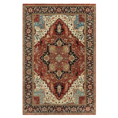 6'x9'1" Tanager Red All Wool Plush Pile Heris Re-Creation Hand Knotted Rug 6'x9'1" Tanager Red All Wool Plush Pile Heris Re-Creation Hand Knotted Rug