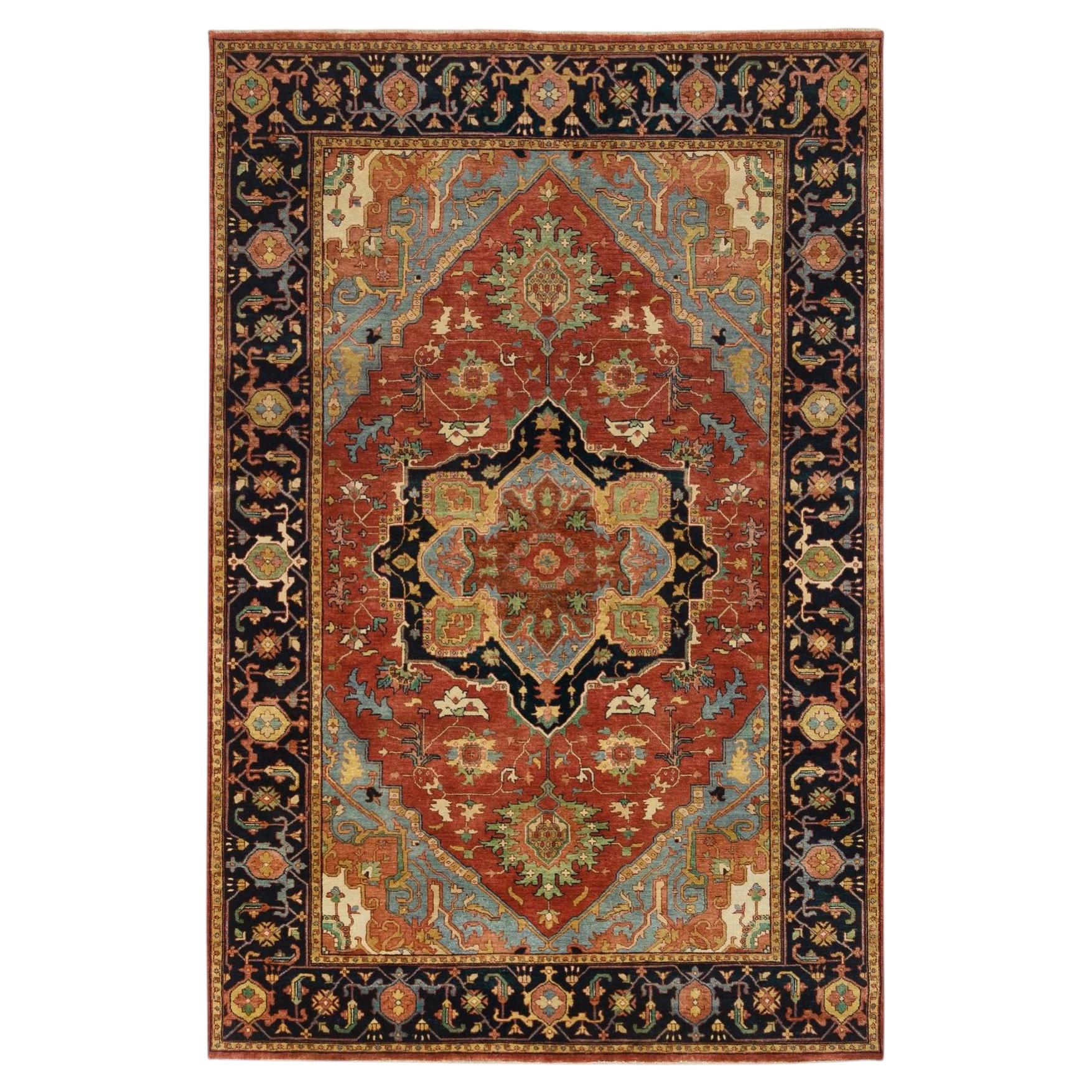 6'x9'1" Terracotta Rouge, Laine douce, Tapis Heriz Antiqued Fine noué à la main