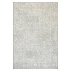 6'x9'2" Alfombra oriental de jacquard fino tejida a mano en lana y seda beige