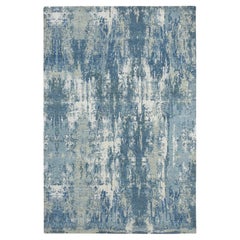 6
x9
2" Cerulean Blau Abstrakt Design Denser Weave Wolle und Seide Orientteppich