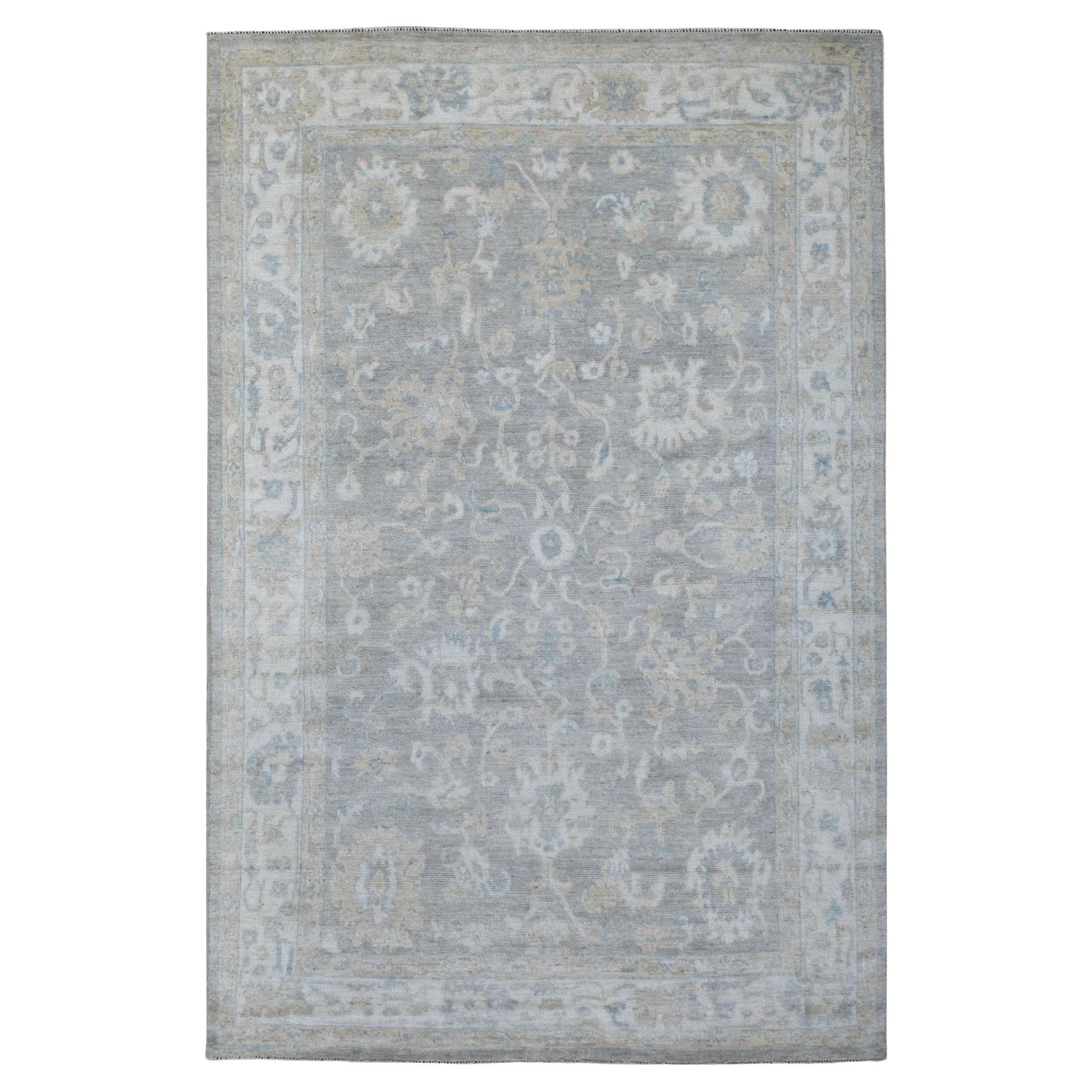 6
x9
2" verblasst grau Angora Oushak handgeknüpft extra weiche Wolle Orientteppich