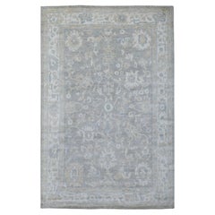 6'x9'2" verblasst grau Angora Oushak handgeknüpft extra weiche Wolle Orientteppich