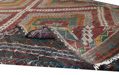 6x9.2 Ft Colorful Vintage Jijim Kilim, Bohemian Handmade Wool Rug, Ethnic Carpet