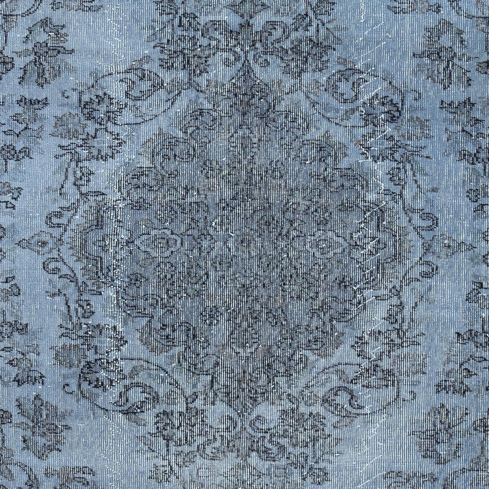 Annodato a mano Tappeto per l'area contemporanea 6x9.2 Ft in blu, tessuto e annodato a mano in Turchia in vendita