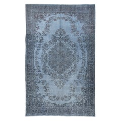 6x9.2 Ft Contemporary Area Rug in Blau, handgewebt und handgeknüpft in der Türkei