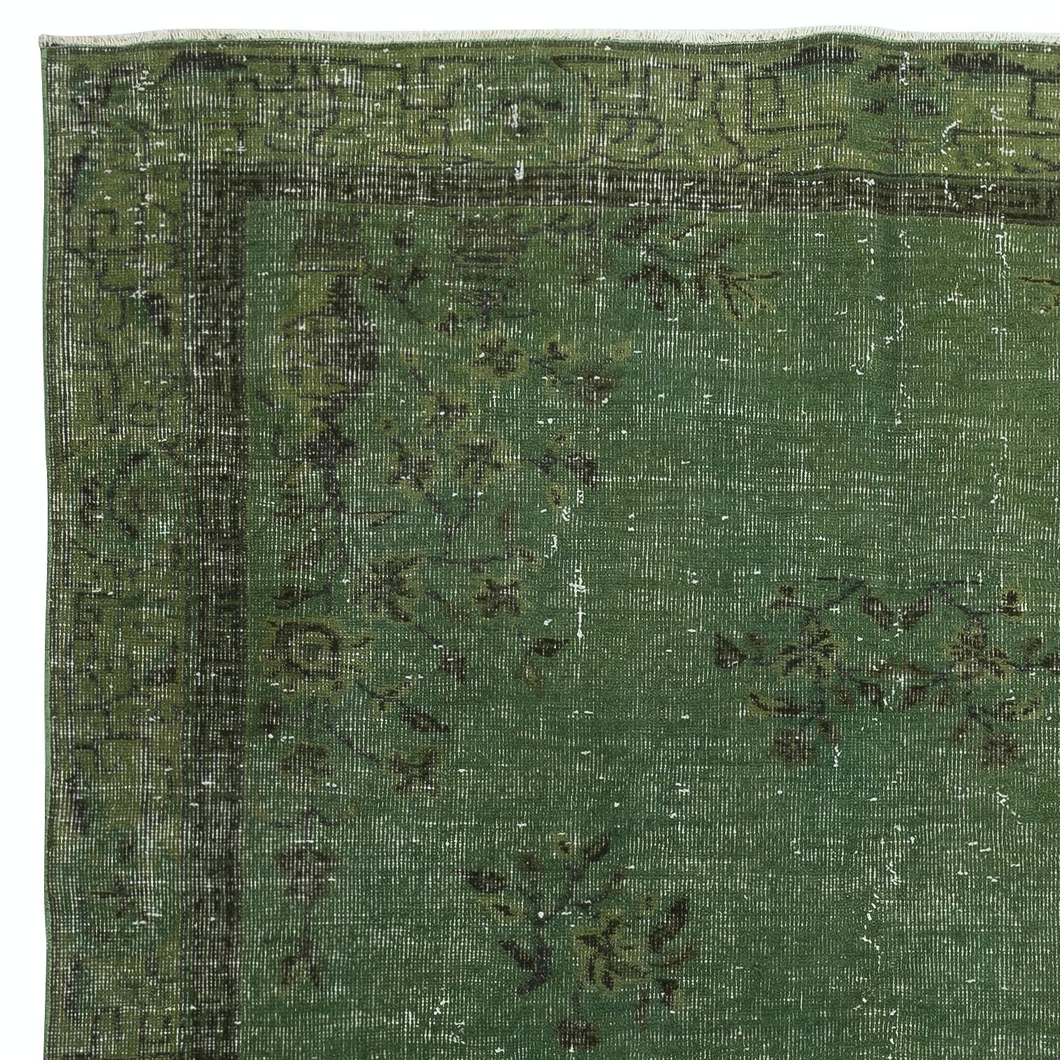 Alfombra contemporánea de lana turca anudada a mano de color verde de 2,5 metros Turco en venta