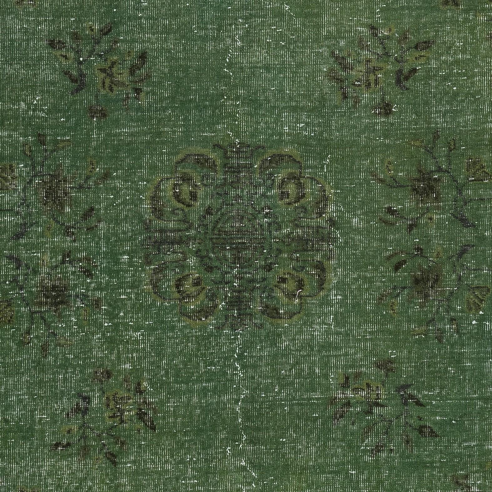 Alfombra contemporánea de lana turca anudada a mano de color verde de 2,5 metros Anudado a mano en venta