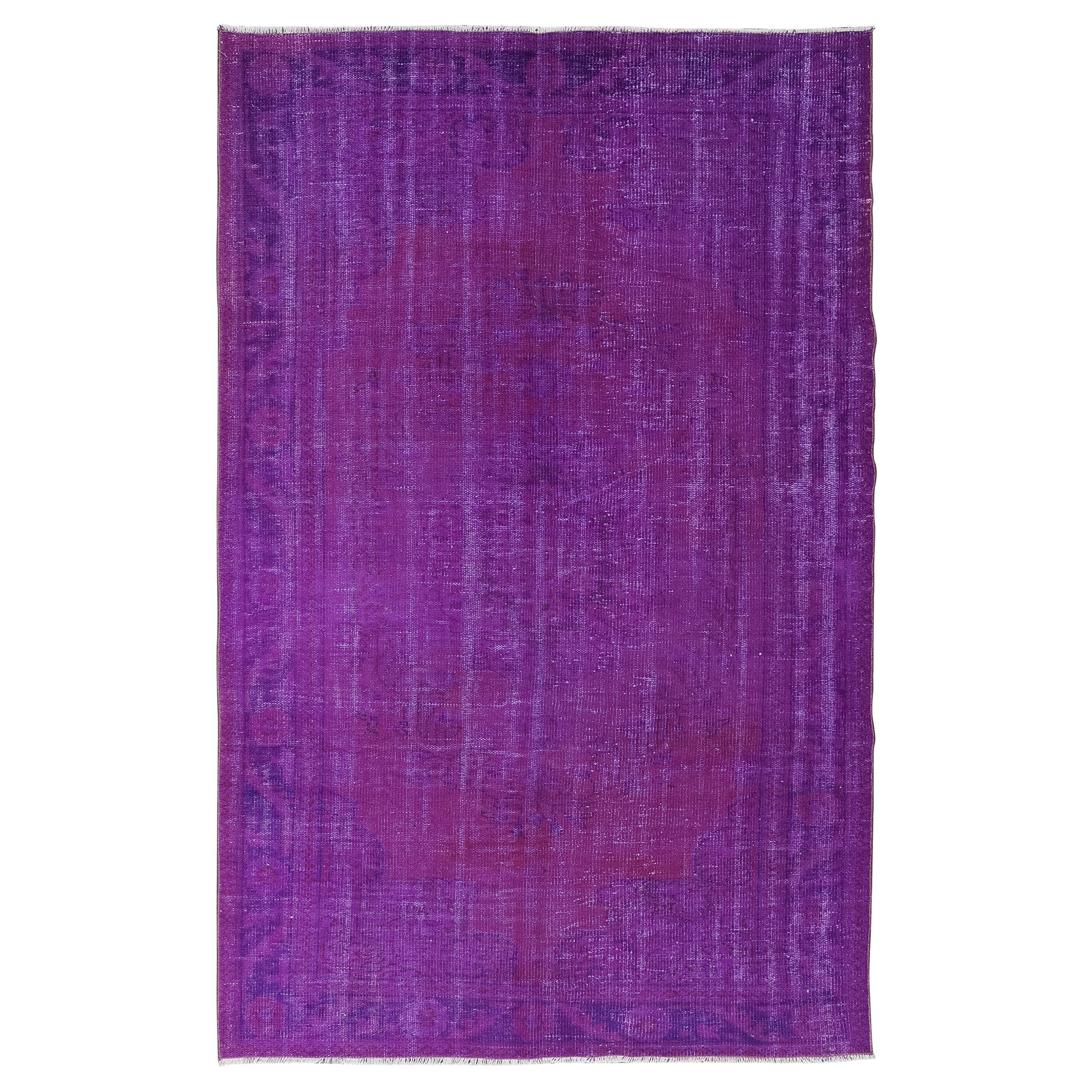 Tappeto decorativo per l'area turca fatto a mano 6x9.2 Ft in viola, ottimo per 4 interni moderni