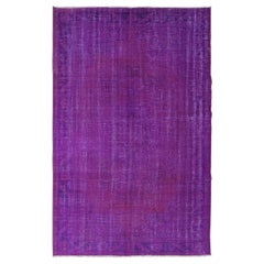 Tappeto decorativo per l'area turca fatto a mano 6x9.2 Ft in viola, ottimo per 4 interni moderni