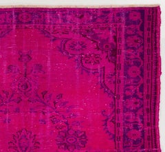 6x9.2 Ft Fuchsia Pink & Purple Color Overdyed Vintage Rug for Modern Interiors
