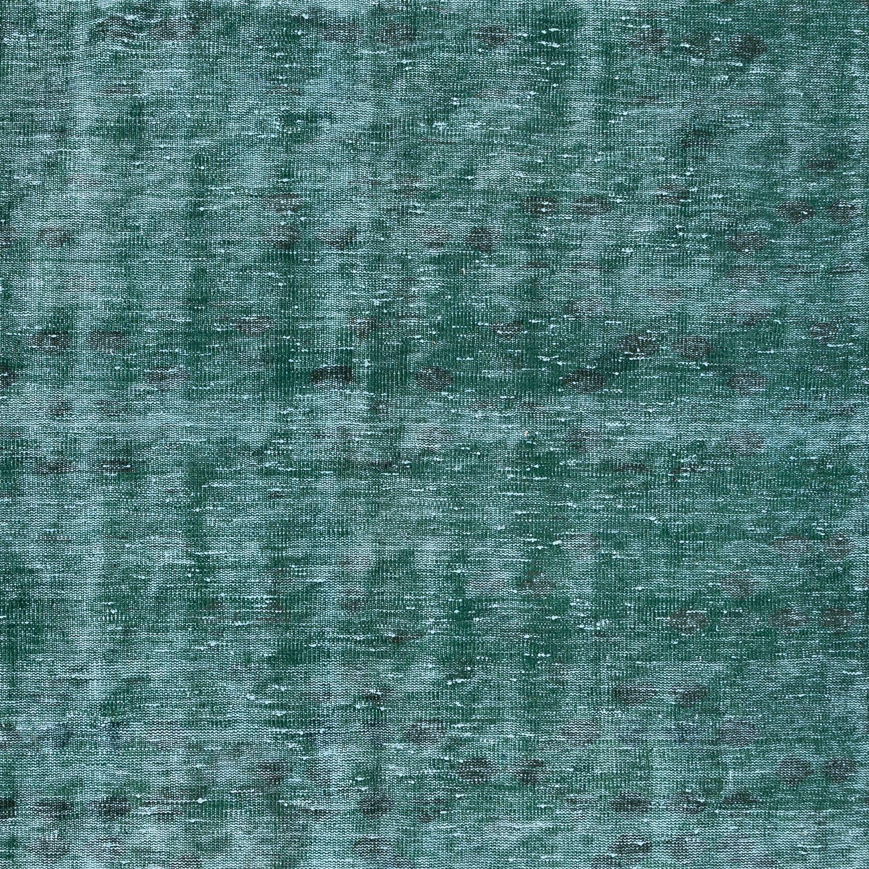 6x9.2 Ft Hand-Made Turkish Area Rug in Green, Contemporary Wool Upcycled Carpet In Good Condition For Sale In Philadelphia, PA