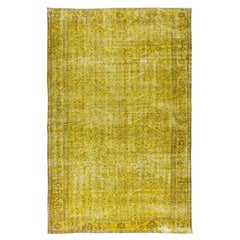 Handmade Turkish Vintage Rug Over-Dyed in Yellow for Modern Interiors