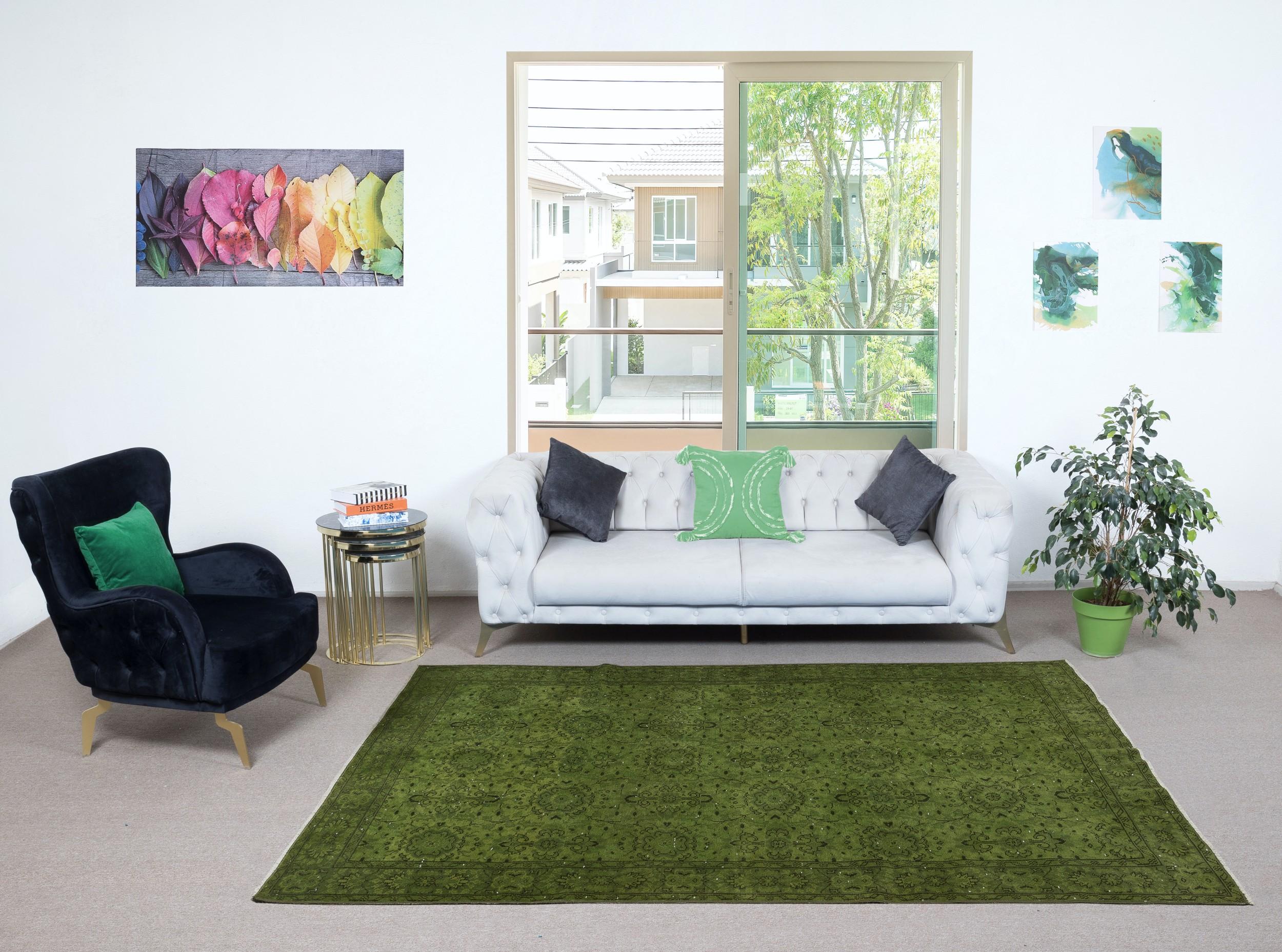 Our over-dyed rugs are all hand-knotted vintage pieces that are recreated in our workshop to cater to a wider range of interior design choices from modern to coastal, from industrial to rustic/cottage. These 50 to 70 year-old rugs were hand-knotted