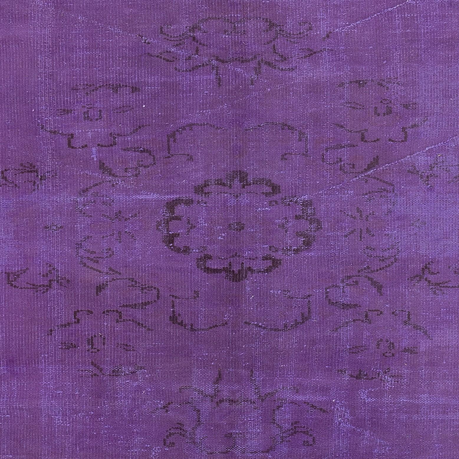 Mid-20th Century 6x9.2 Ft Purple Wool Area Rug for Modern Interiors, Hand-Knotted in Turkey For Sale