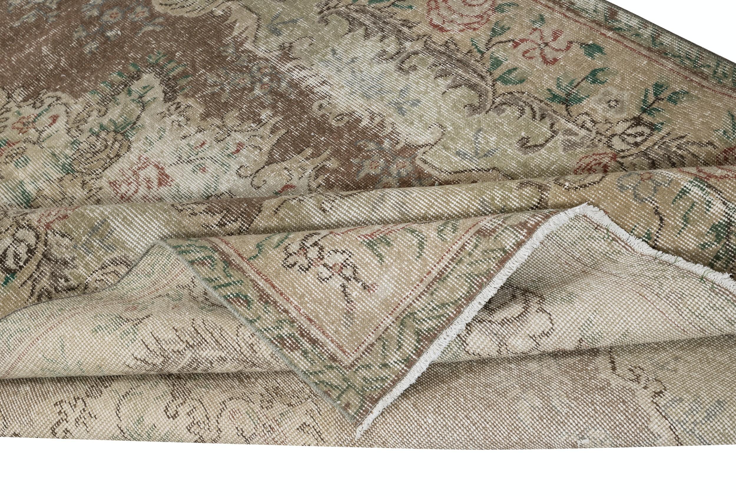 Rustic 6x9.2 Ft Shabby Chic Vintage Turkish Area Rug. Distressed Handmade Carpet For Sale
