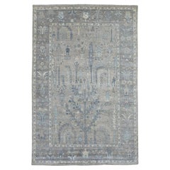 6'x9'2" Gris Angora Oushak Laine Organique Noué à la Main Tapis d'Orient