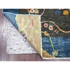 6'x9'2" Grau Chinesisch Art Deco Inspiriert Peshawar Hand geknüpft Wolle Orientteppich