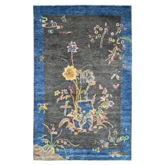 6'x9'2" Grau Chinesisch Art Deco Inspiriert Peshawar Hand geknüpft Wolle Orientteppich
