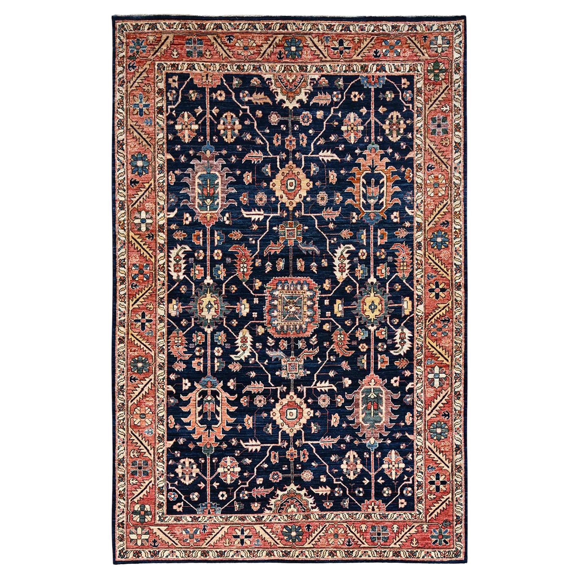 6
x9
2" Midnight Blue Aryana Grade Heriz All Over Design Hand Knotted Wool Rug