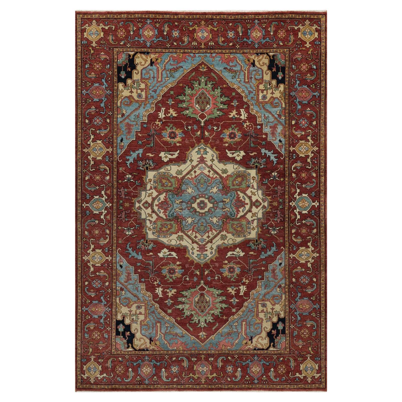 6
x9
2" Rot Antik Fein Heriz Re-Kreation Hand geknüpft Neuseeland Wolle Teppich