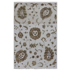 Alfombra anudada a mano de lana y seda con diseño Rajasthan gris de 6
x9
2" Timberwolf