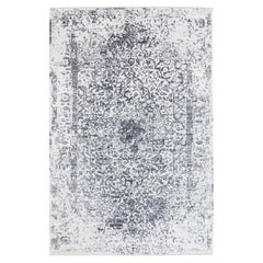 6'x9'2" Alfombra anudada a mano de lana y seda con diseño persa roto