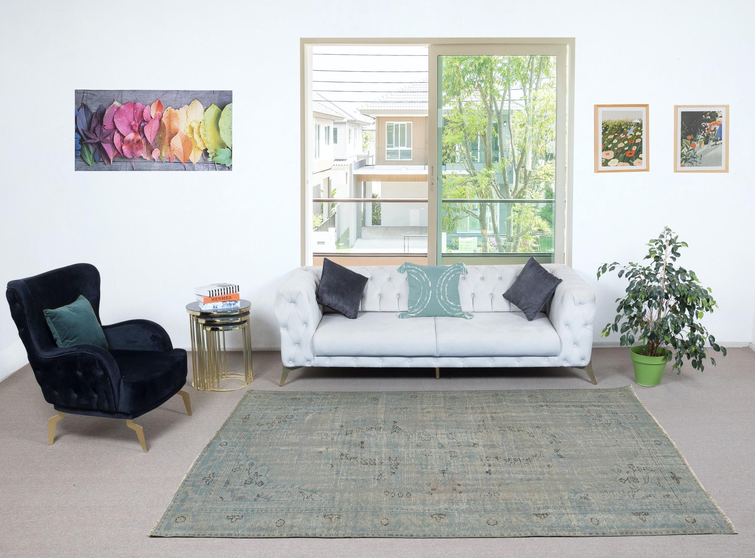 Our over-dyed rugs are all hand-knotted vintage pieces that are recreated in our workshop to cater to a wider range of interior design choices from modern to coastal, from industrial to rustic/cottage. These 50 to 70 year-old rugs were hand-knotted