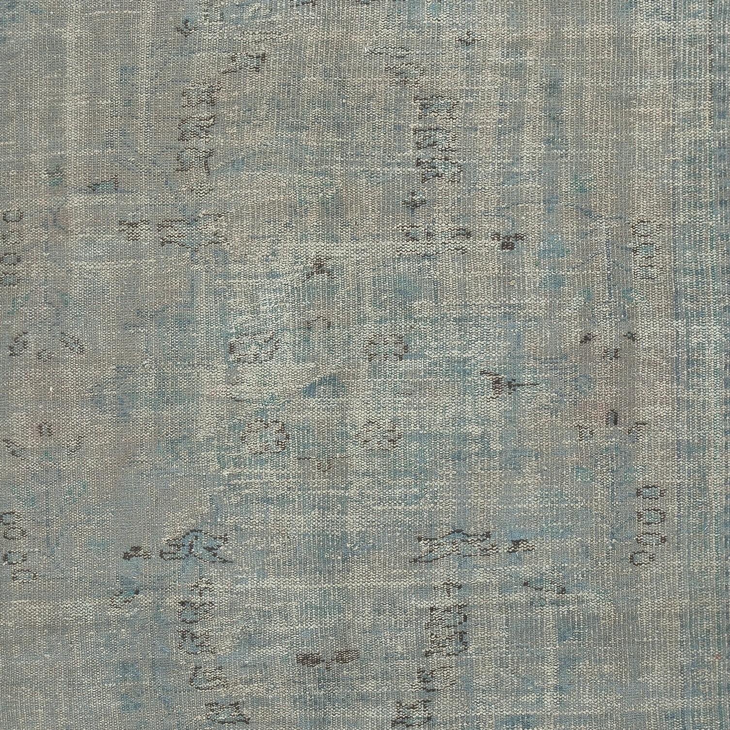 6x9.3 Ft Decorative Handmade Turkish Wool Area Rug in Light Blue. Floor Covering In Good Condition For Sale In Spring Valley, NY