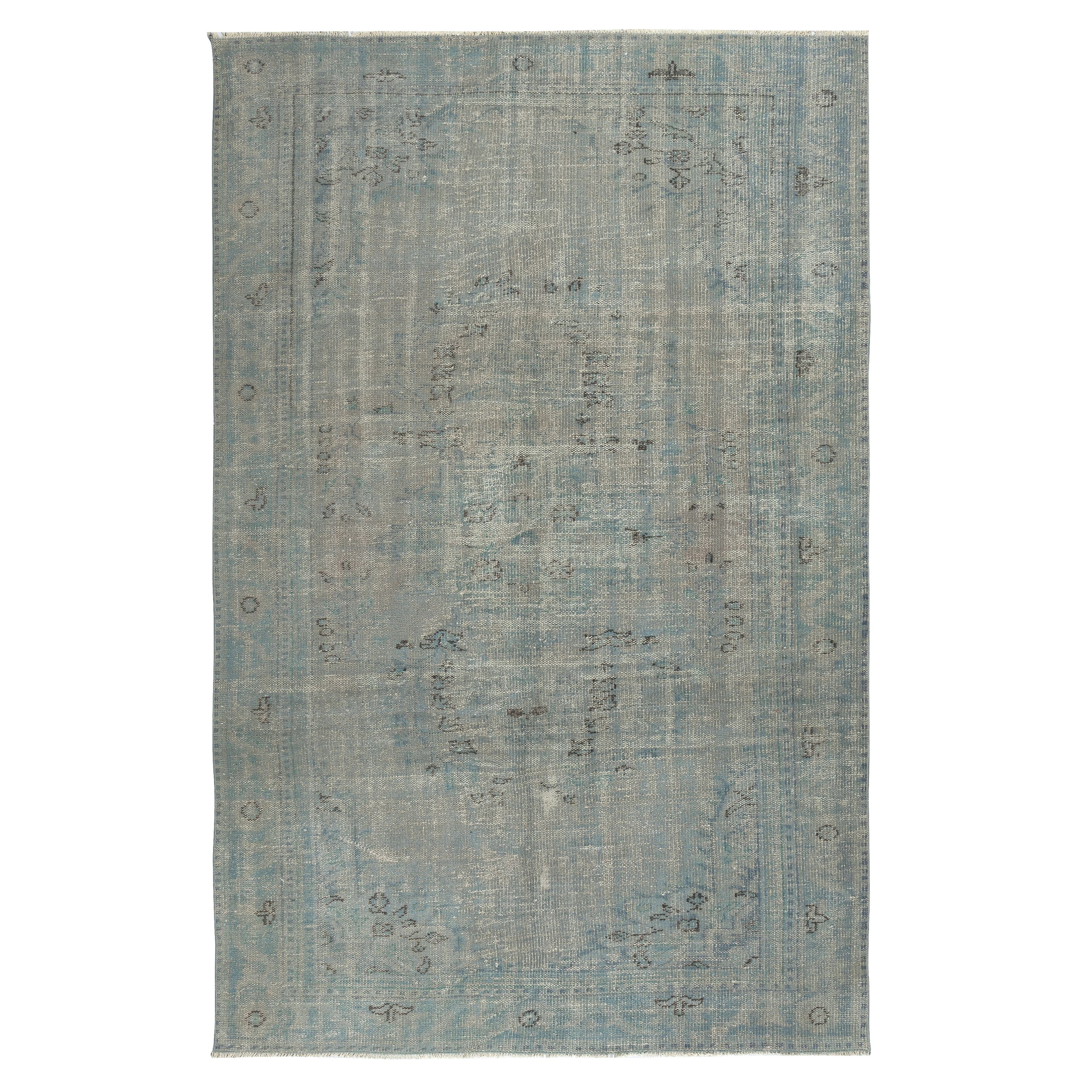6x9.3 Ft Dekorative Handmade Türkische Wolle Area Rug in Hellblau. Bodenbelag