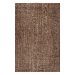 6x9.3 Ft Vintage Handgefertigter Türkischer Teppich Overdyed in Braun für moderne Interieurs