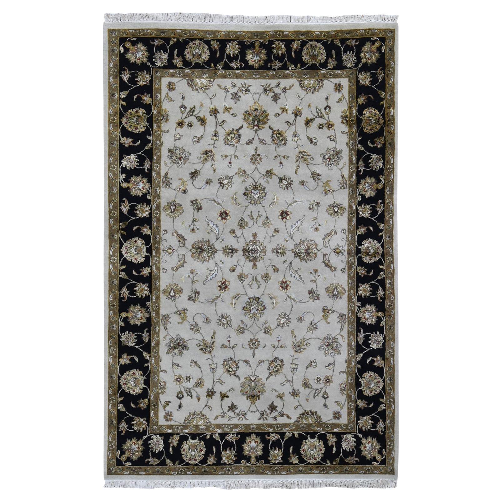 6'x9'3" Half Wool And Half Silk Thick and Plush Rajasthan Hand Knotted Rug
