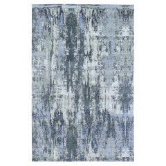 6
x9
3" Elfenbein abstraktes Design dichter gewebte Wolle mit echter Seide Hi-Low Pile Teppich