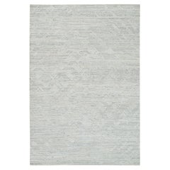 6'x9'3" Ivory and Light Grey Hand Spun Undyed Natural Runner Oriental Rug