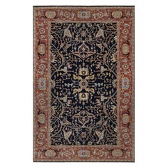 6
x9
3" Navy Blue Hand Knotted Antiqued Fine Heriz Re-Creation Soft Wool Rug