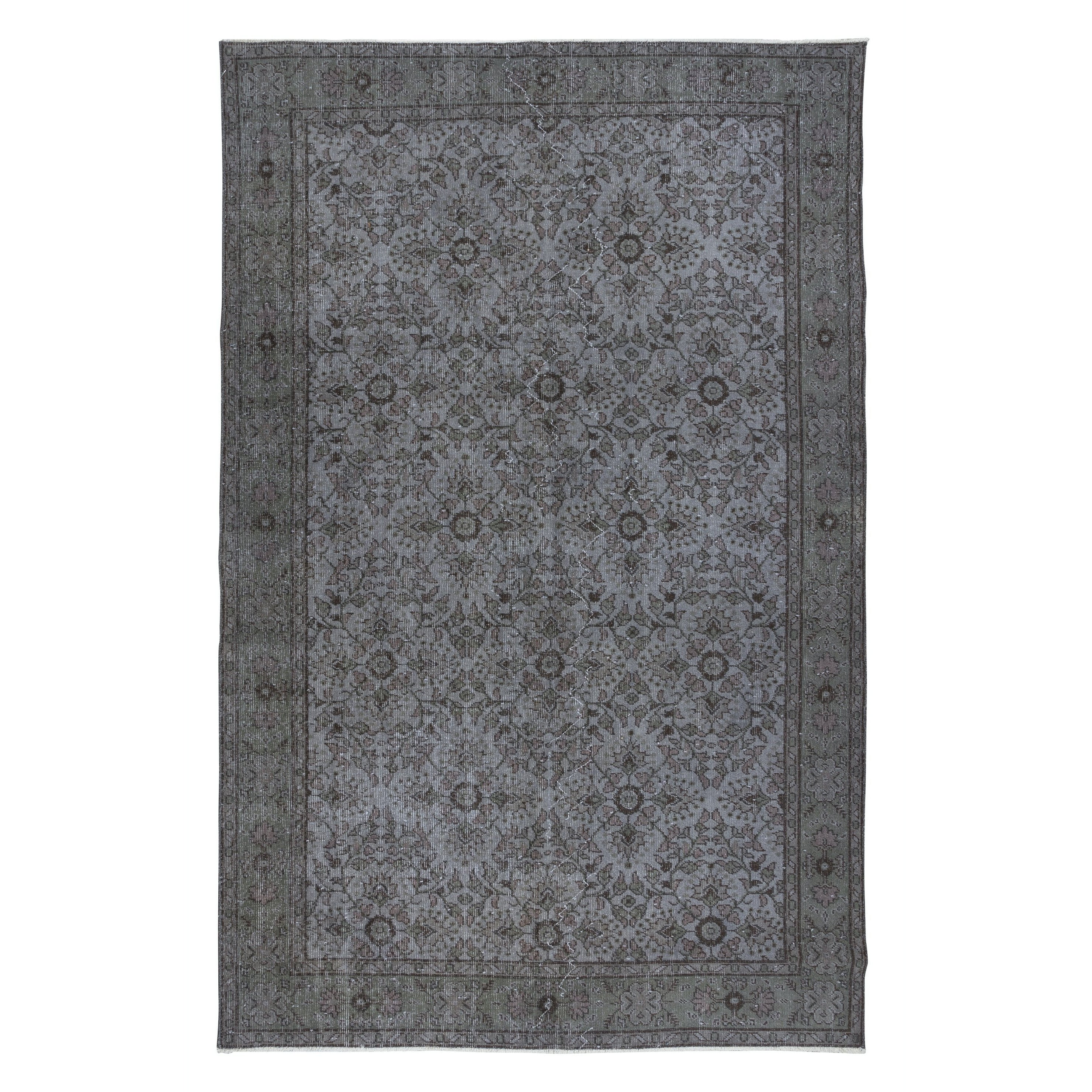 6x9.4 Ft Moderner handgefertigter Teppich in Grau, Contemporary Turkish Carpet
