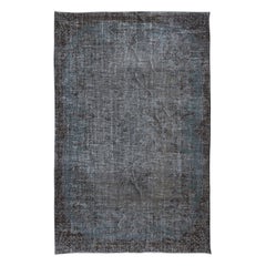 6x9.4 Ft Moderner handgefertigter türkischer Vorleger in reinem Grau, Braun und Blaugrau