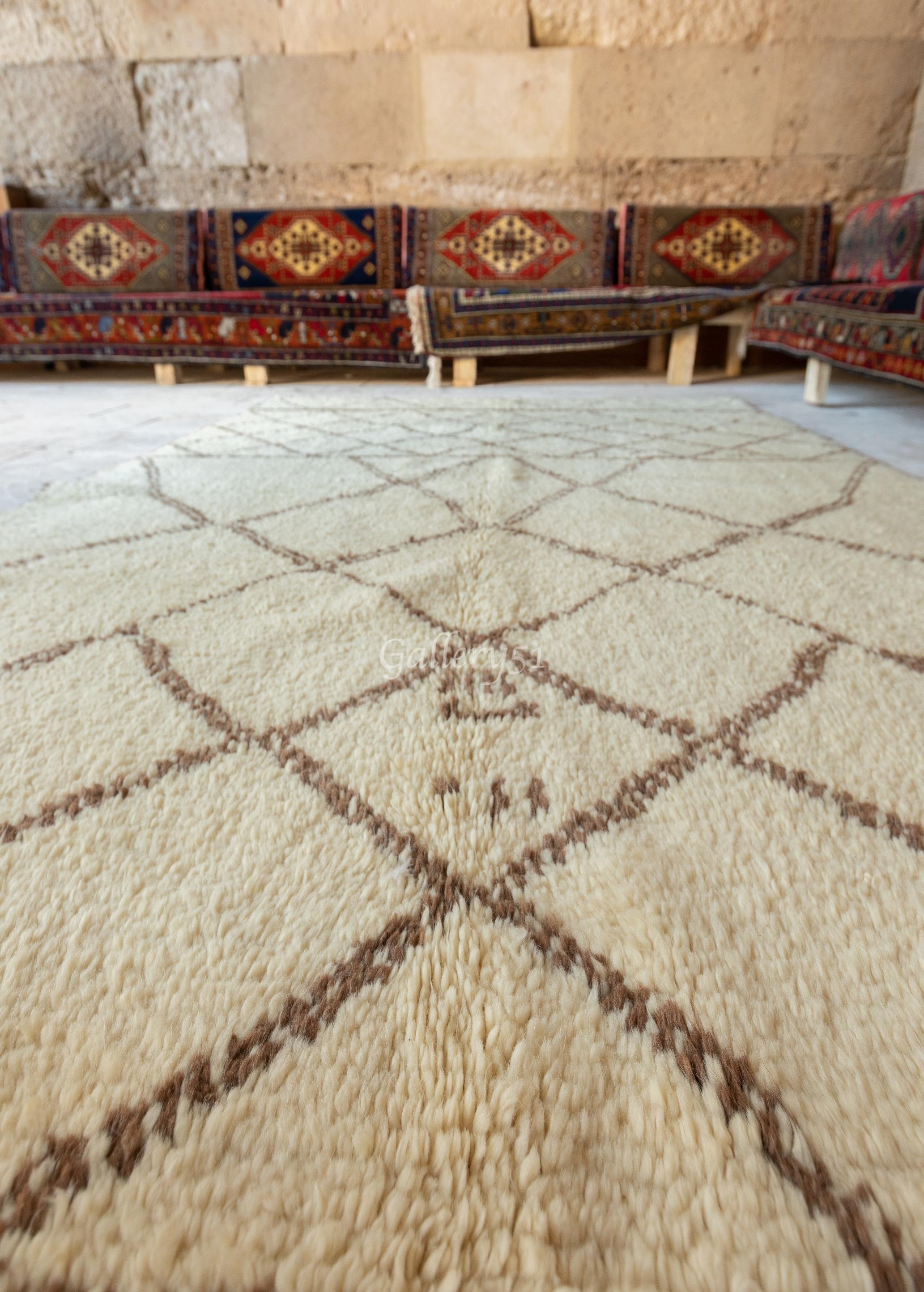 6x9.4 ft Moroccan Berber Tulu Rug Made of Natural Wool. Custom Options Available For Sale 2