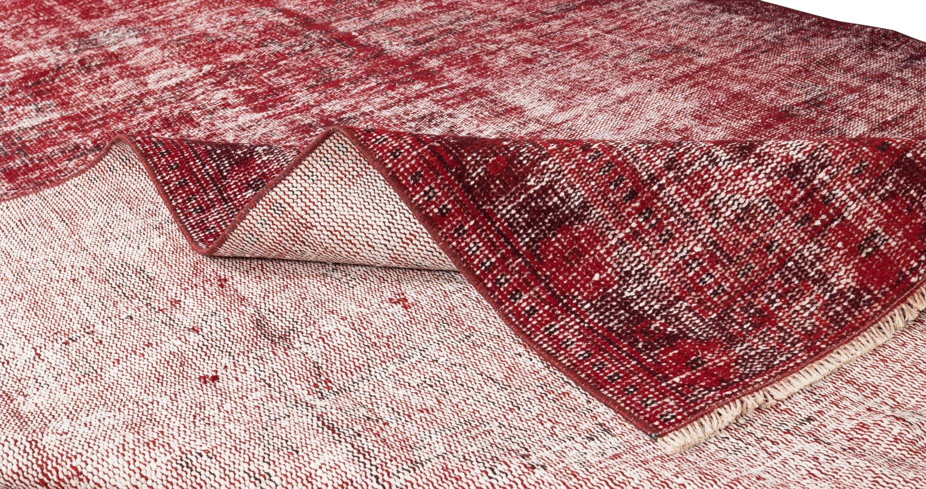 Modern Turkish Burgundy Red Rug, Shabby Chic Floor Covering, Handmade Carpet For Sale