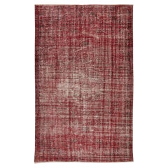 Turkish Burgundy Red Rug, Shabby Chic Floor Covering, Handmade Carpet