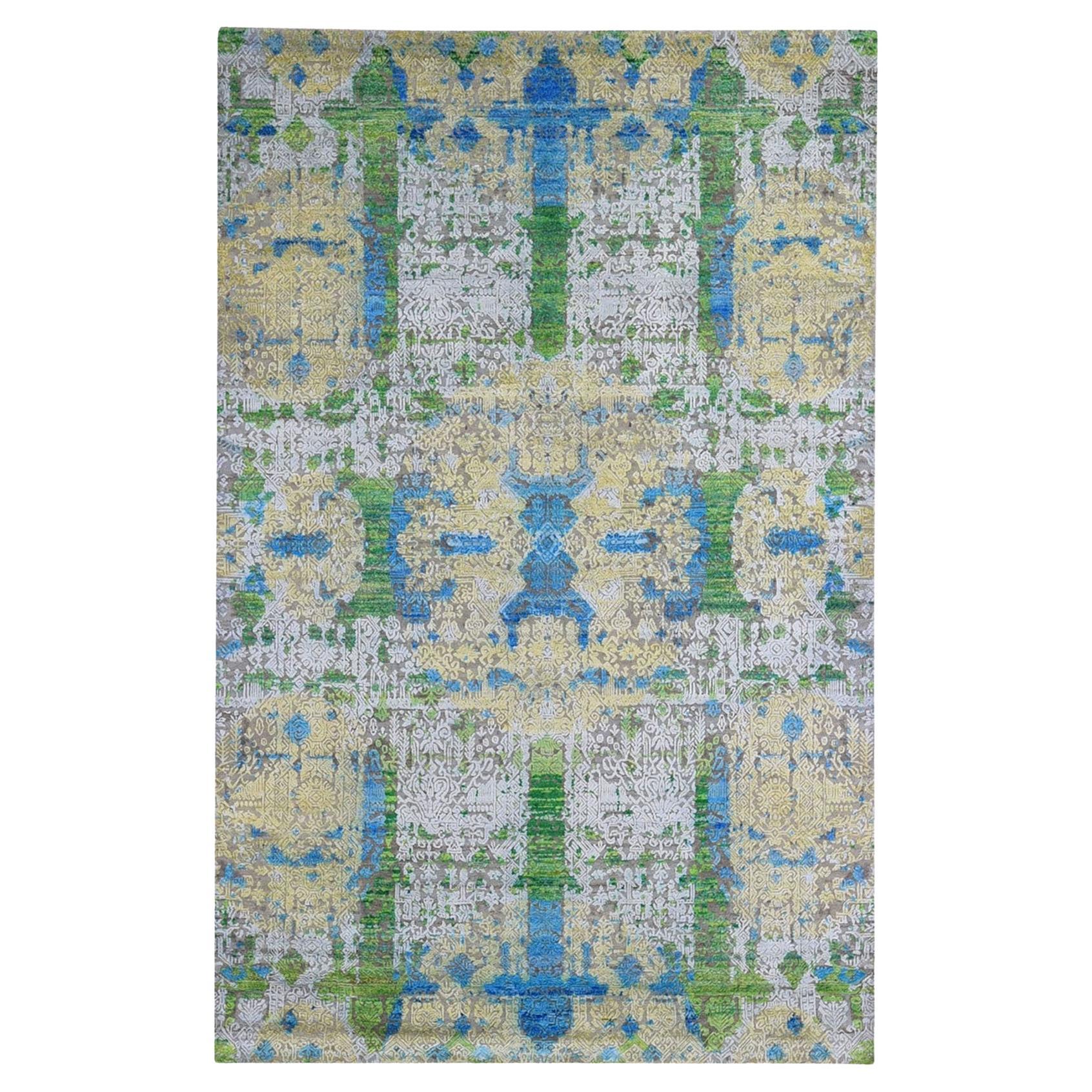 Tappeto Jewellery Design Sari in seta e lana colorata annodato a mano 6'x9'4