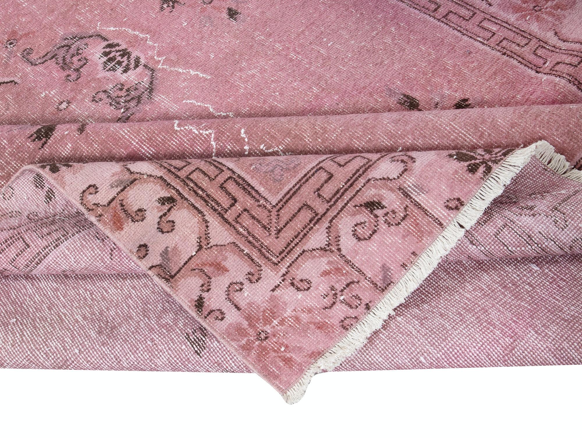 Hand-Woven 6x9.5 Ft Art Deco Chinese Light Pink Floor Rug, Handmade Modern Wool Carpet For Sale