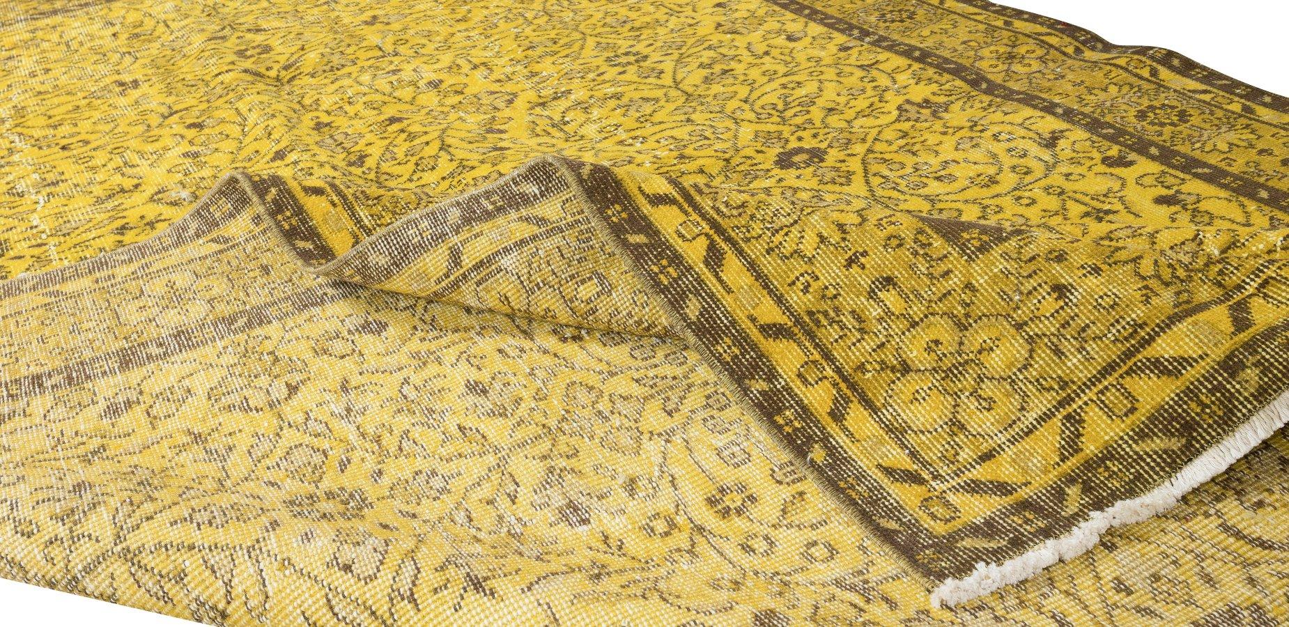 6x9,5 ft Contemporary Handmade Turkish Rug, Yellow Vintage Carpet (Moderne) im Angebot
