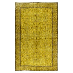6x9.5 ft Contemporary Handmade Turkish Rug, Yellow Vintage Carpet (tapis vintage)
